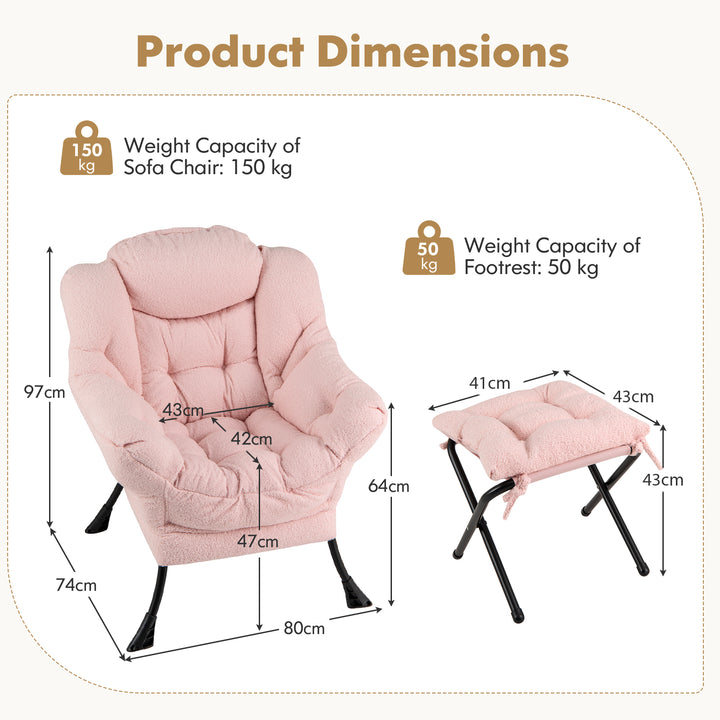 Lazy Chair with Ottoman and Folding Footrest for Living Room - TidySpaces