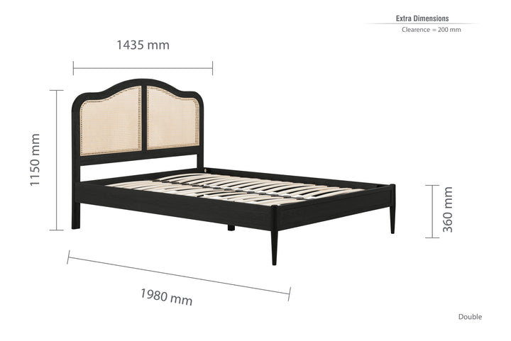 Leonie Rattan Bed with Weathered Oak Frame for Elegant Bedroom Decor