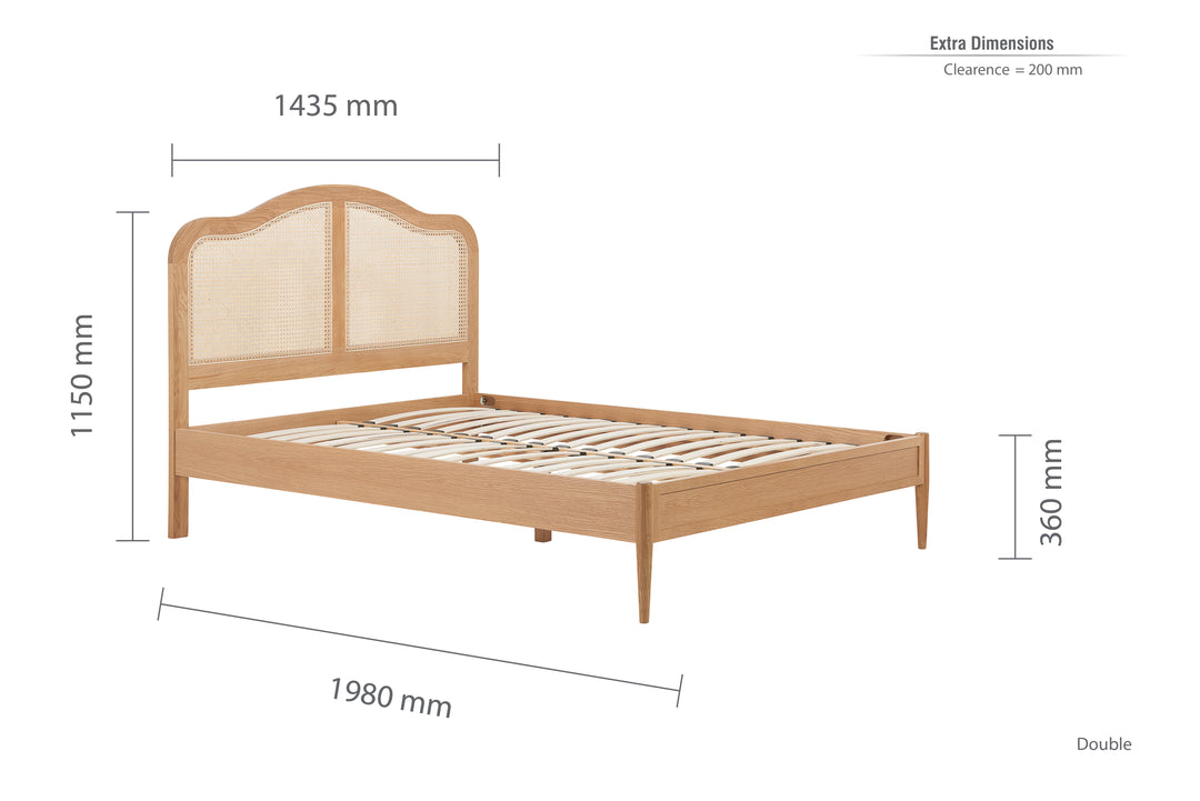 Leonie Rattan Bed with Weathered Oak Frame for Elegant Bedroom Decor