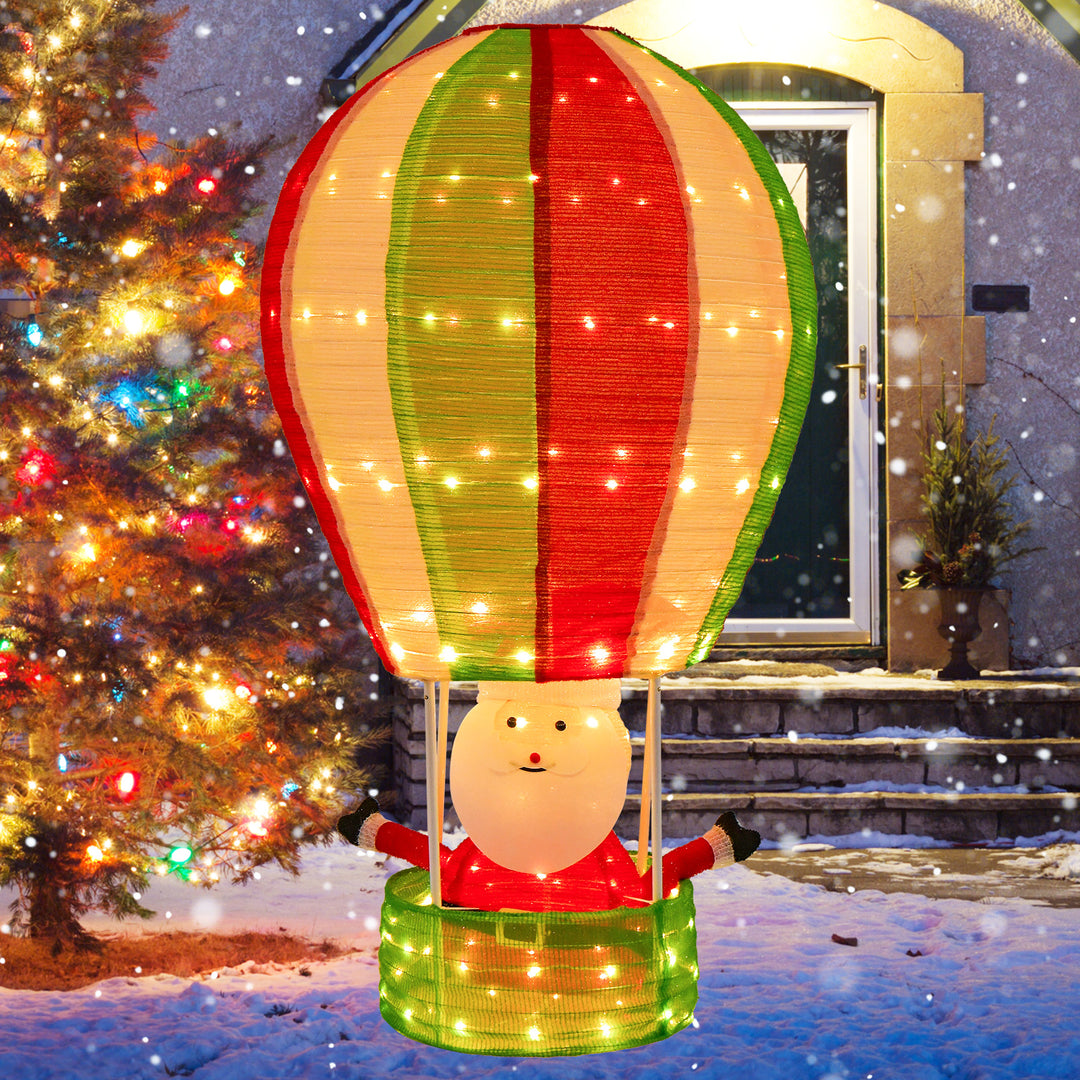 Lighted Santa in Hot Air Balloon with LED Lights and Pop-up Design