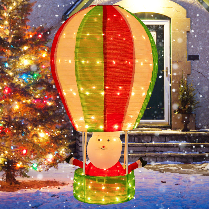 Lighted Santa in Hot Air Balloon with LED Lights and Pop-up Design