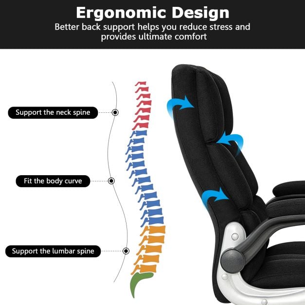 Linen Upholstered Executive Chair with Ergonomic High Back-Black