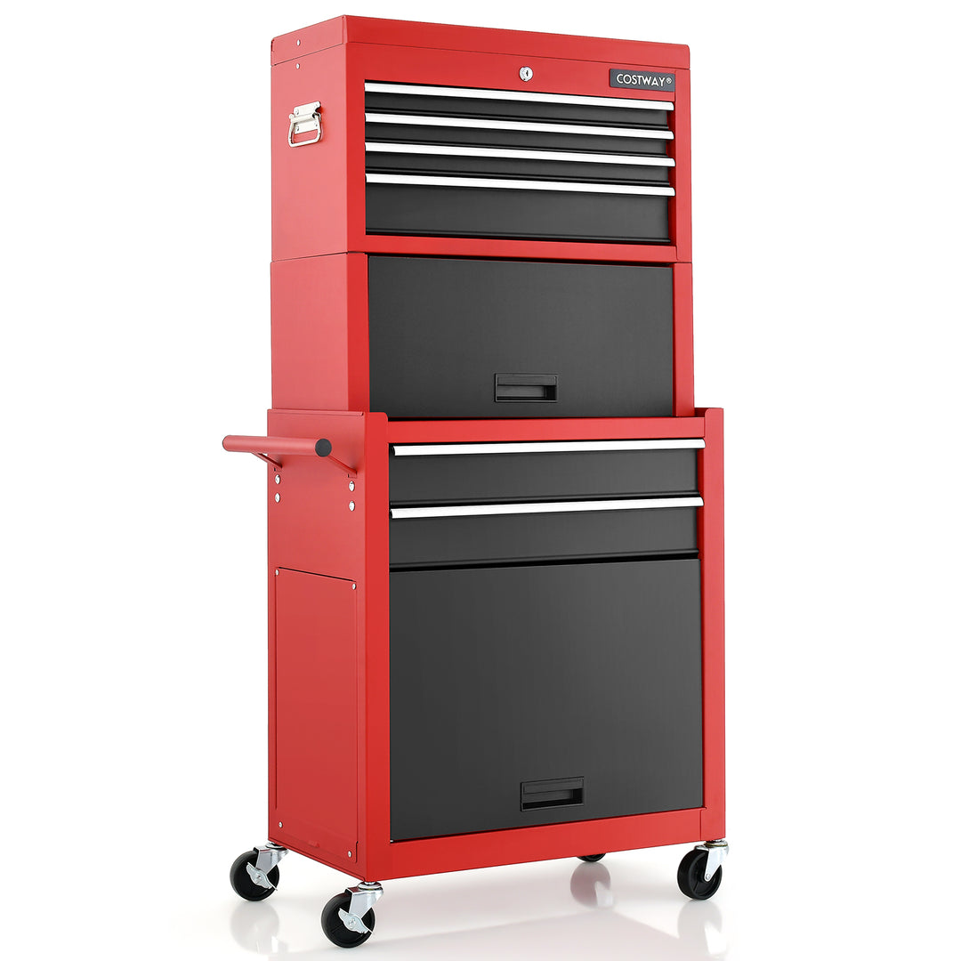 Lockable Tool Storage Cabinet with Handle, Drawers, Wheels and EVA Liner