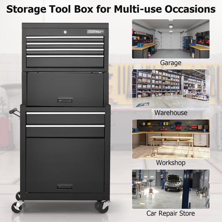 Lockable Tool Storage Cabinet with Handle, Drawers, Wheels and EVA Liner