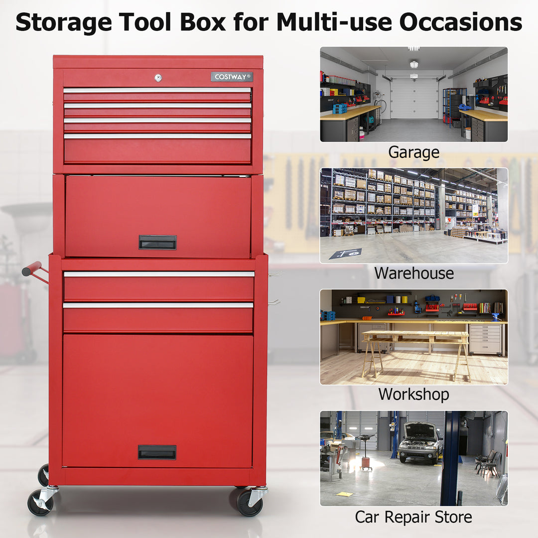 Lockable Tool Storage Cabinet with Handle, Drawers, Wheels and EVA Liner