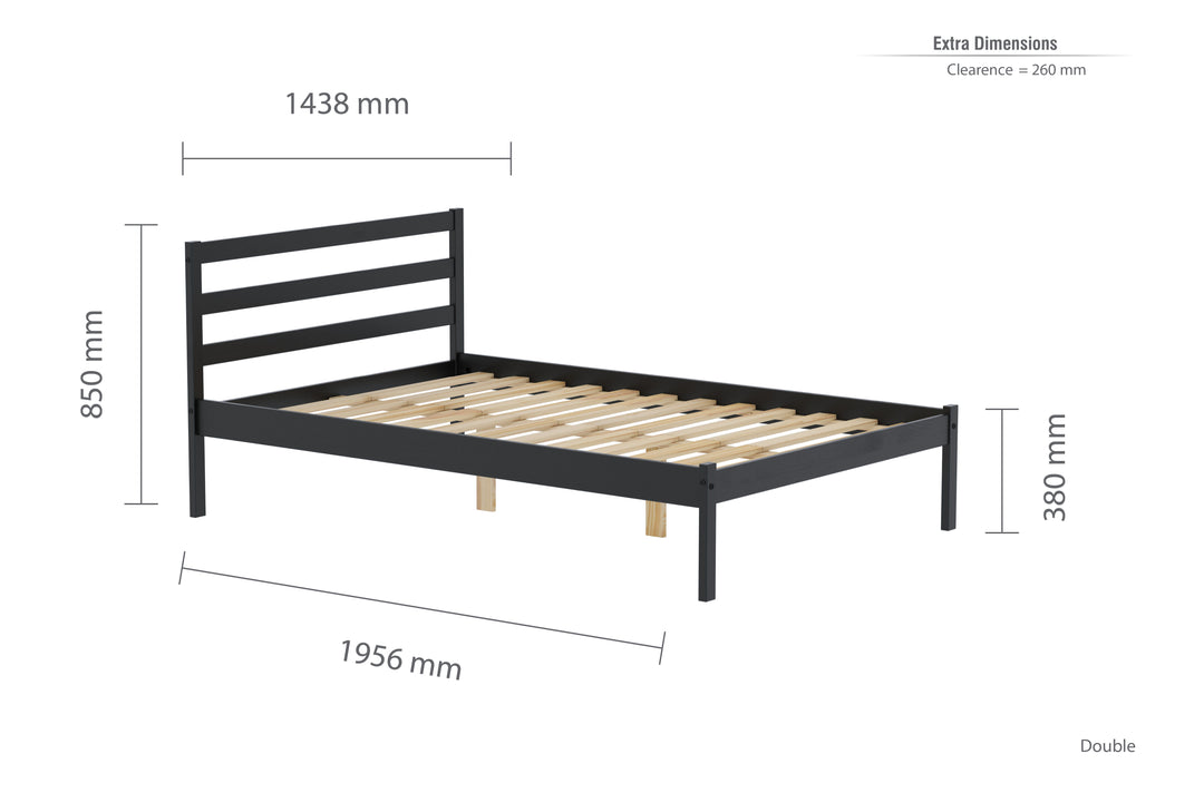 Luka Wooden Bed Frame with Low Profile and Elegant Black Finish