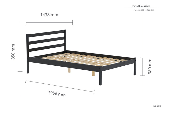 Luka Wooden Bed Frame with Low Profile and Elegant Black Finish