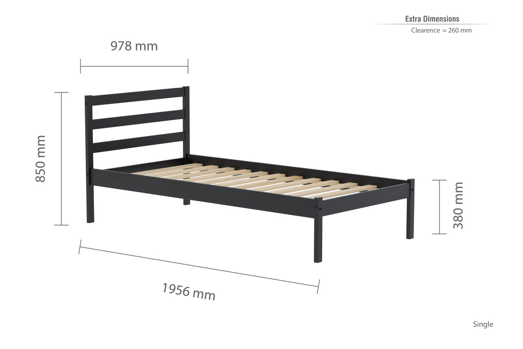 Luka Wooden Bed Frame with Low Profile and Elegant Black Finish