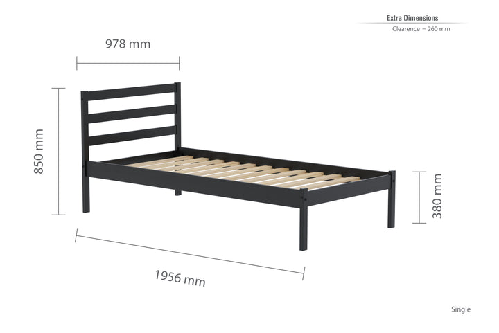Luka Wooden Bed Frame with Low Profile and Elegant Black Finish