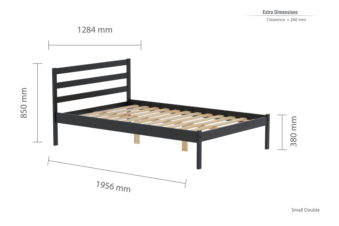 Luka Wooden Bed Frame with Low Profile and Elegant Black Finish