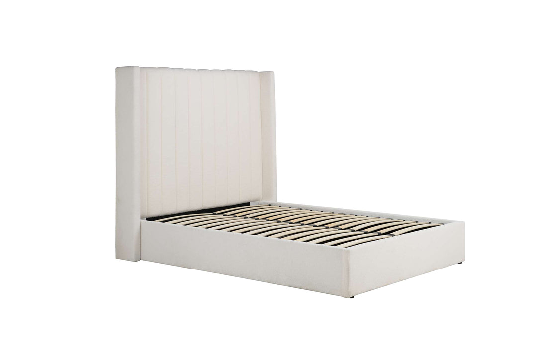 Maisey Ottoman Bed with Luxurious White Bouclé Upholstery for Elegant Bedrooms