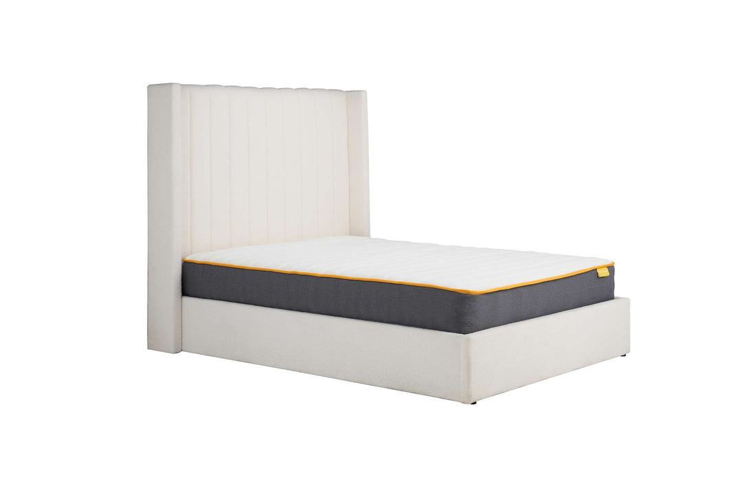 Maisey Ottoman Bed with Luxurious White Bouclé Upholstery for Elegant Bedrooms
