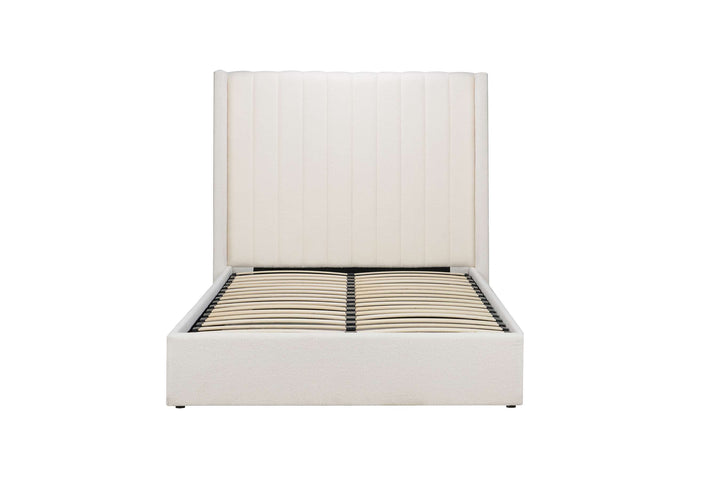 Maisey Ottoman Bed with Luxurious White Bouclé Upholstery for Elegant Bedrooms