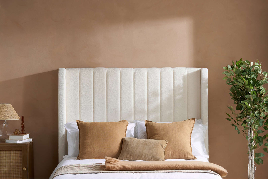 Maisey Ottoman Bed with Luxurious White Bouclé Upholstery for Elegant Bedrooms