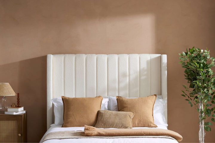 Maisey Ottoman Bed with Luxurious White Bouclé Upholstery for Elegant Bedrooms