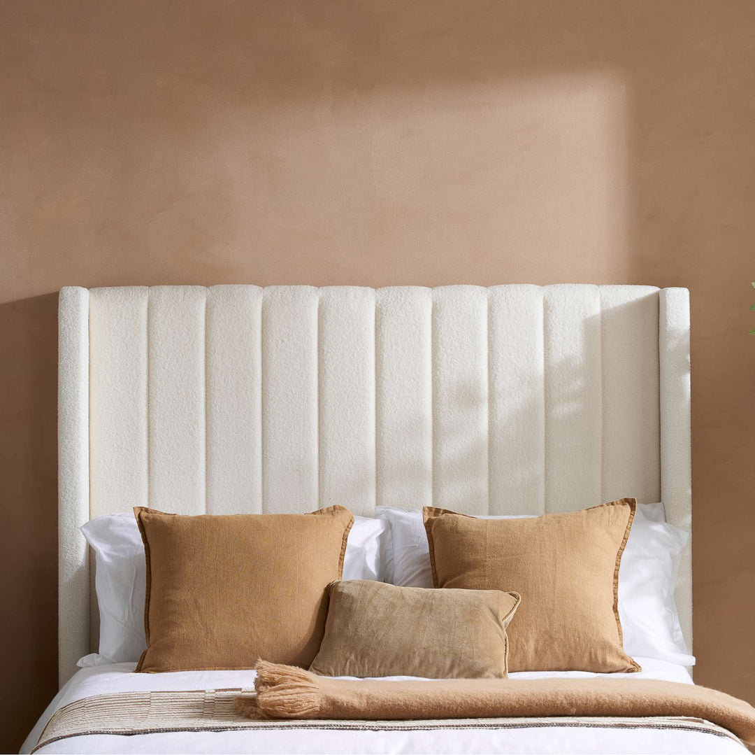 Maisey Ottoman Bed with Luxurious White Bouclé Upholstery for Elegant Bedrooms