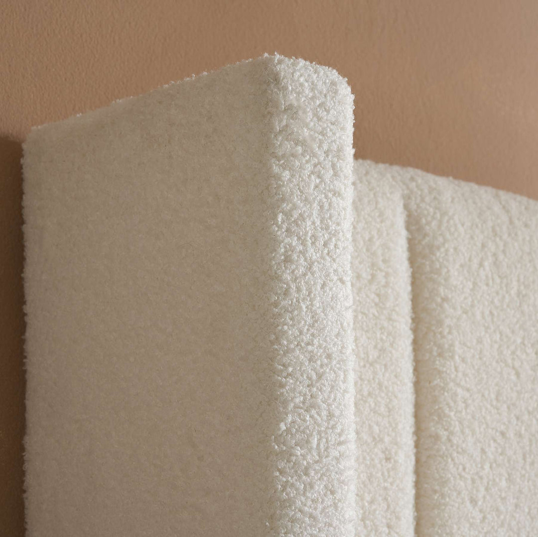 Maisey Ottoman Bed with Luxurious White Bouclé Upholstery for Elegant Bedrooms