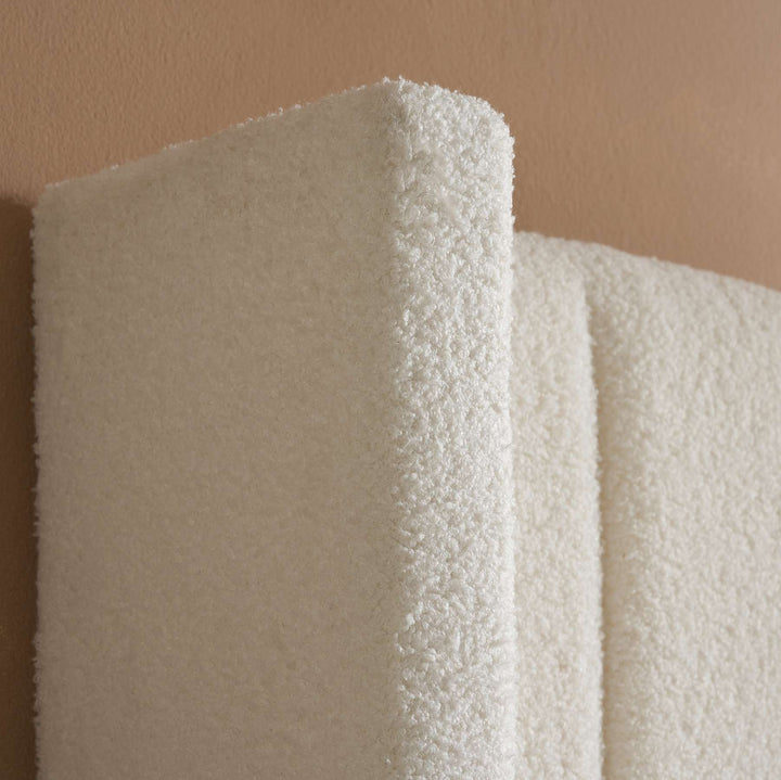 Maisey Ottoman Bed with Luxurious White Bouclé Upholstery for Elegant Bedrooms