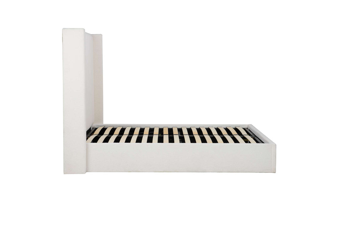Maisey Ottoman Bed with Luxurious White Bouclé Upholstery for Elegant Bedrooms