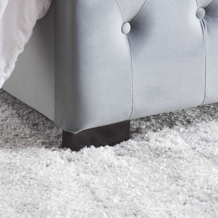 Luxurious Velvet Upholstered Marquis Bed with Tufted Headboard