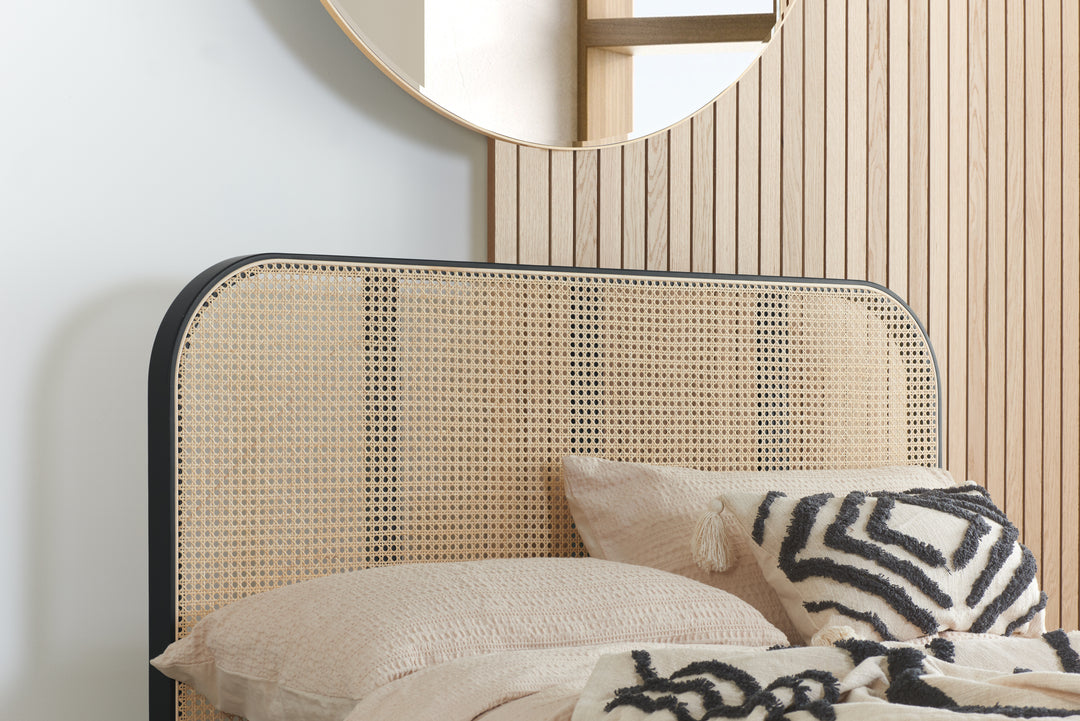 Margot Rattan Bed Frame with Curved Headboard and Sprung Slatted Base