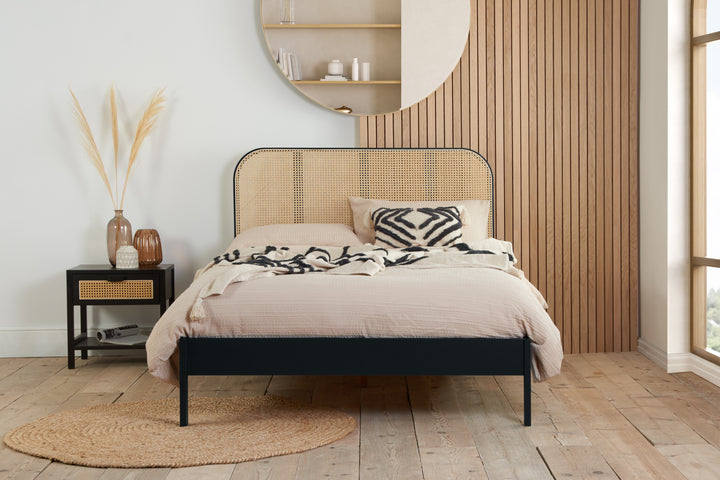 Margot Rattan Bed Frame with Curved Headboard and Sprung Slatted Base