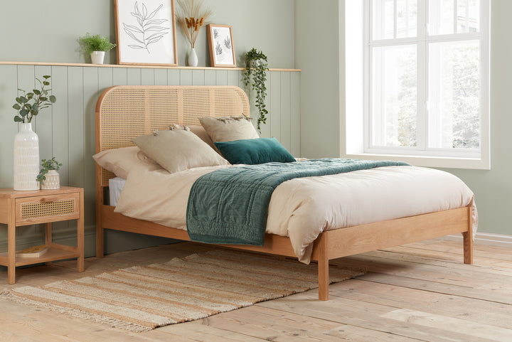 Margot Rattan Bed Frame with Curved Headboard and Sprung Slatted Base
