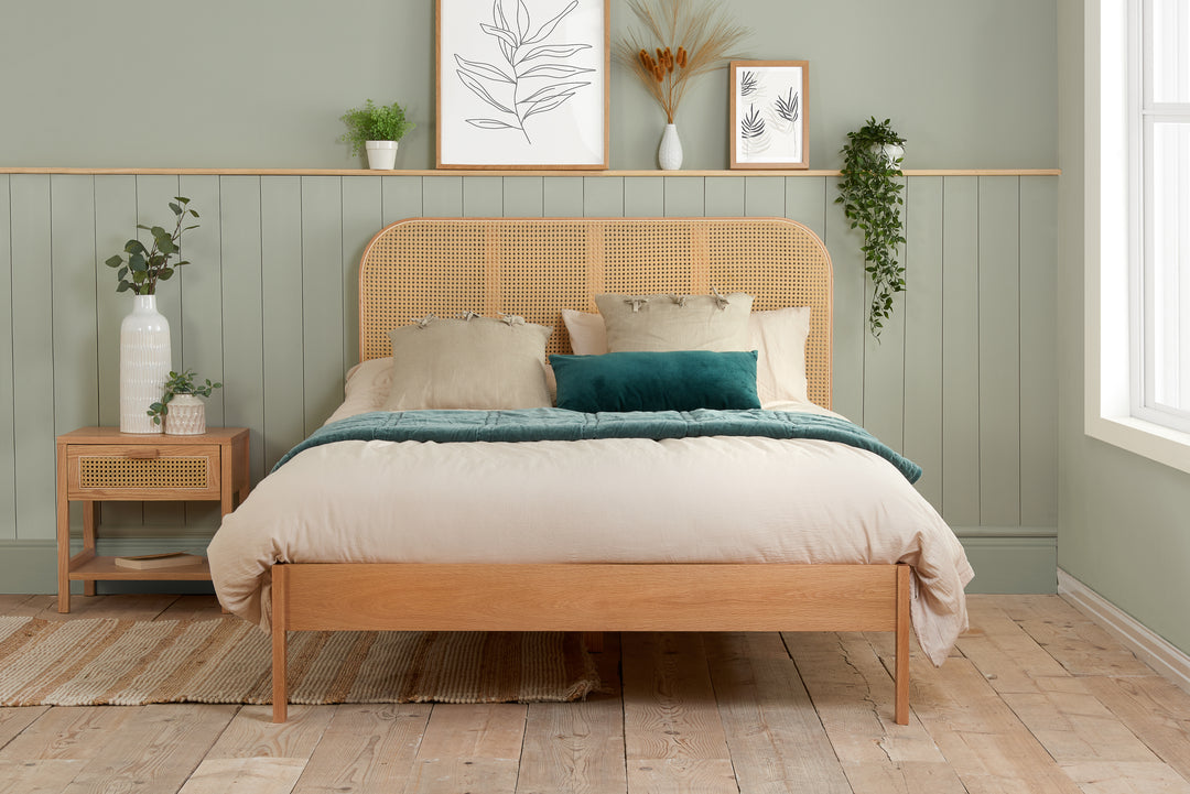 Margot Rattan Bed Frame with Curved Headboard and Sprung Slatted Base