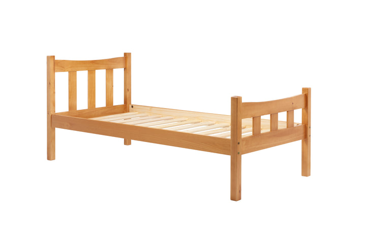 Elegant Pine Bed with Solid Slatted Base for Enhanced Stability