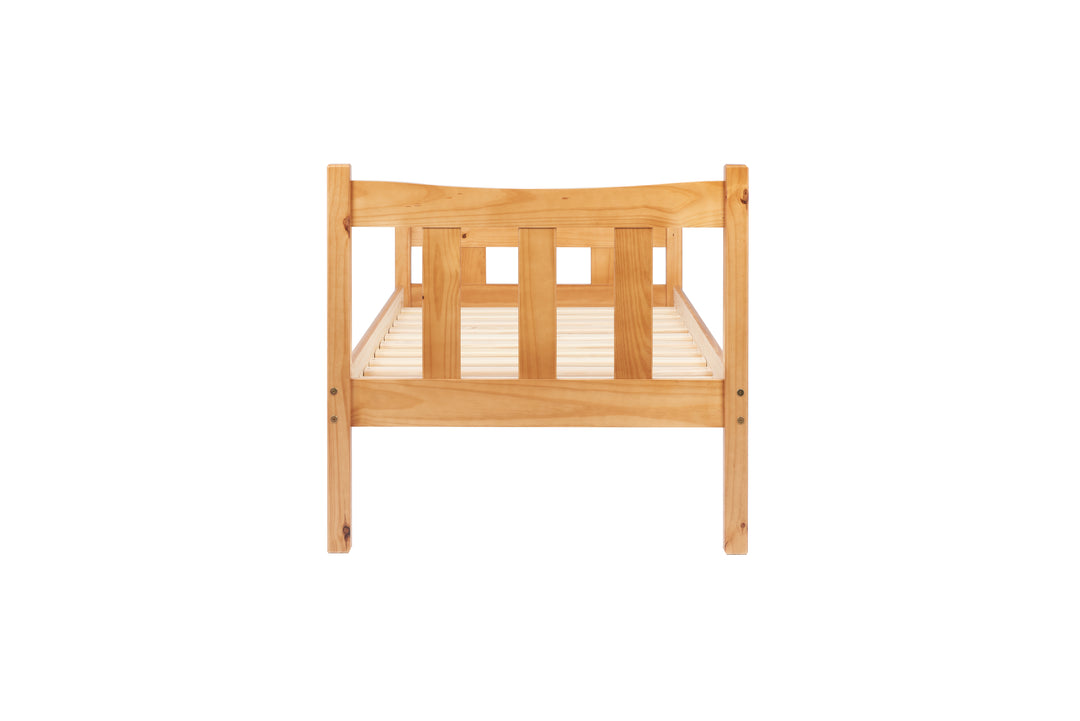 Elegant Pine Bed with Solid Slatted Base for Enhanced Stability