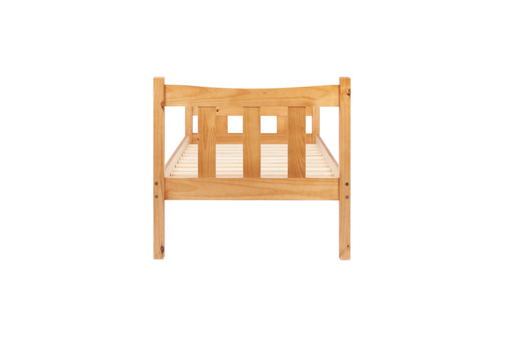 Elegant Pine Bed with Solid Slatted Base for Enhanced Stability