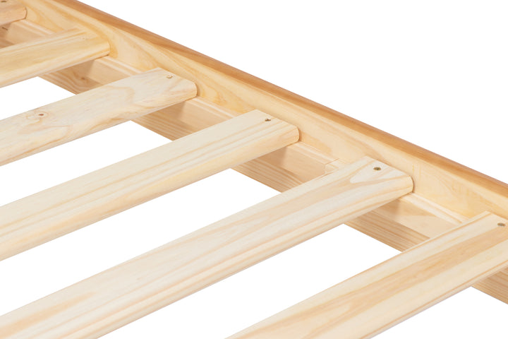 Elegant Pine Bed with Solid Slatted Base for Enhanced Stability