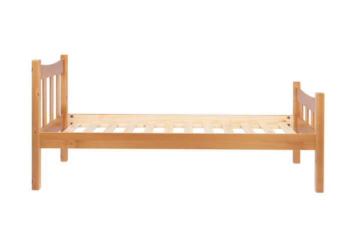 Elegant Pine Bed with Solid Slatted Base for Enhanced Stability