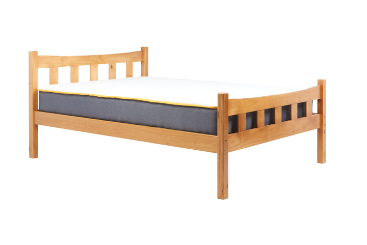 Elegant Pine Bed with Solid Slatted Base for Enhanced Stability
