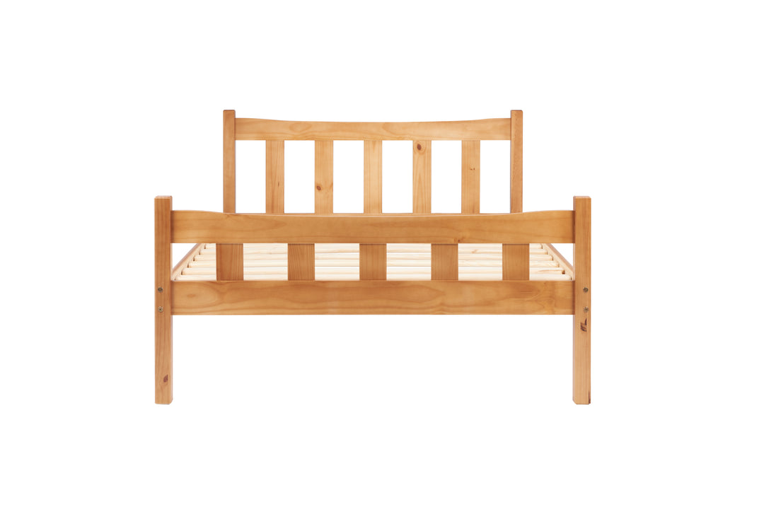 Elegant Pine Bed with Solid Slatted Base for Enhanced Stability