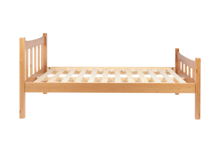 Elegant Pine Bed with Solid Slatted Base for Enhanced Stability