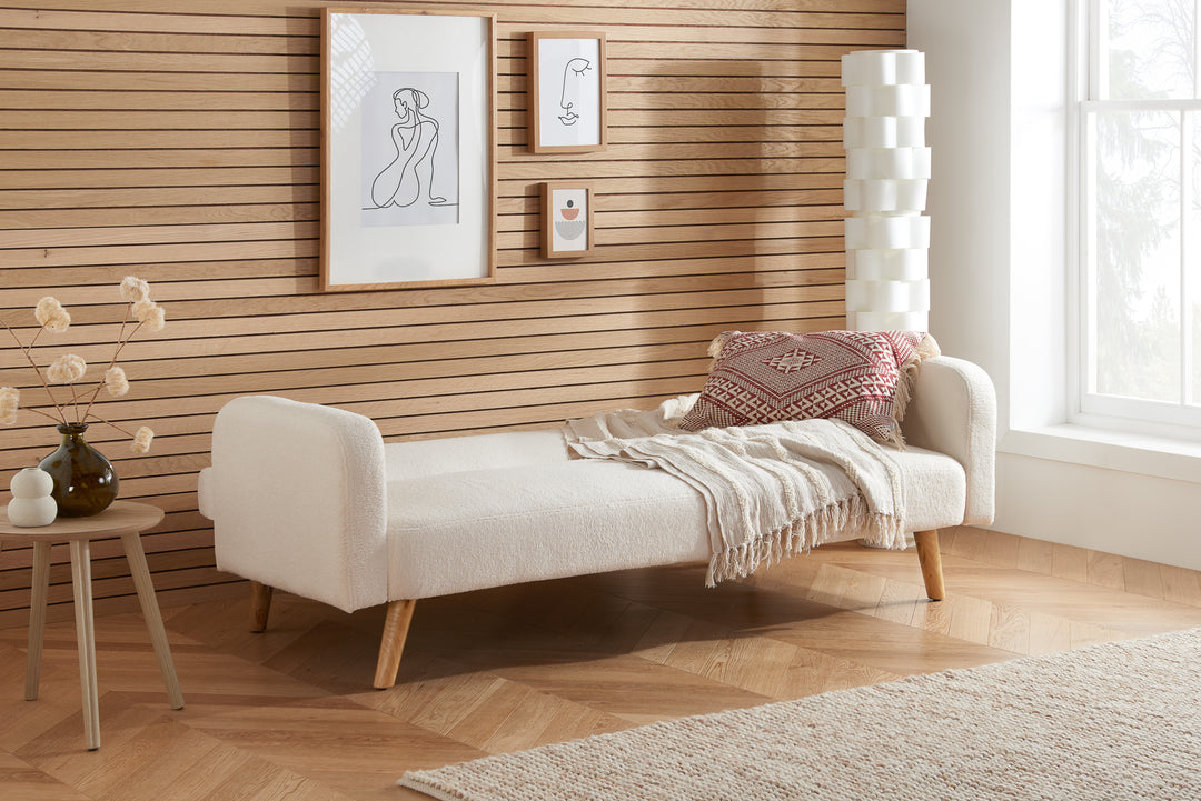 Micah Sofa Bed in Teddy Bear Fabric Comfortable for Guests