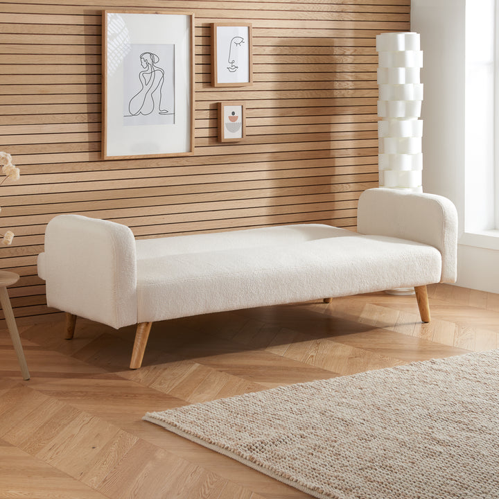 Micah Sofa Bed in Teddy Bear Fabric Comfortable for Guests