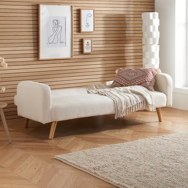 Micah Sofa Bed in Teddy Bear Fabric Comfortable for Guests