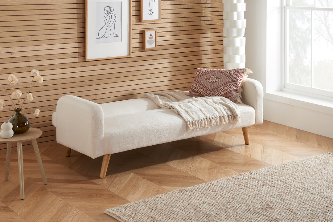 Micah Sofa Bed in Teddy Bear Fabric Comfortable for Guests