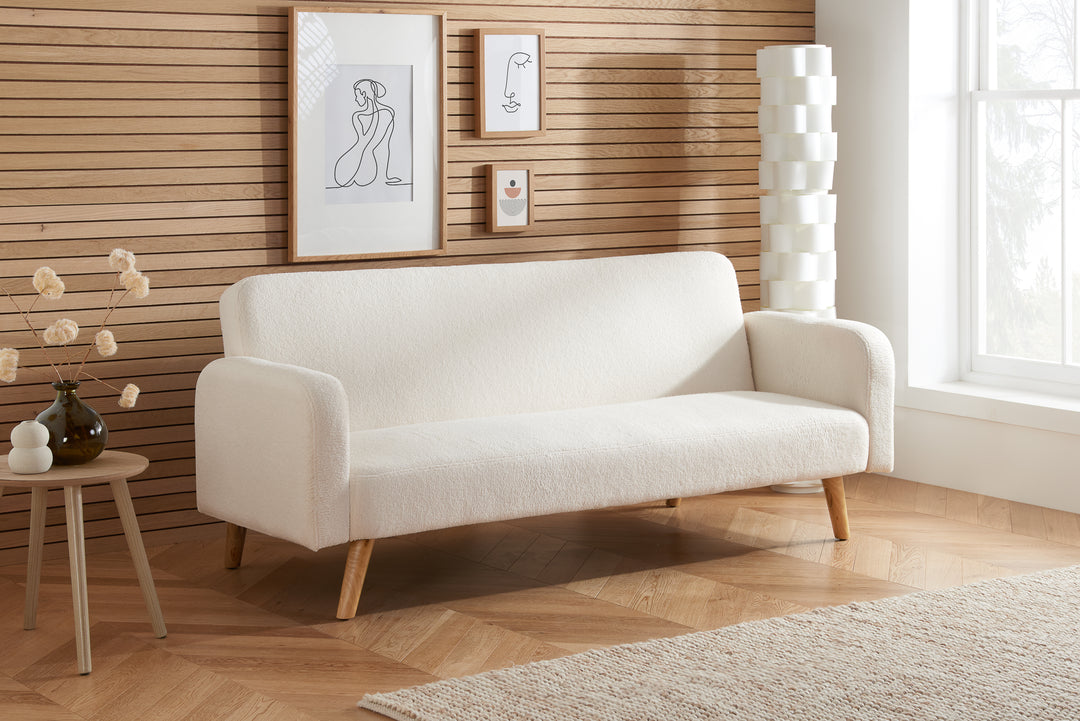 Micah Sofa Bed in Teddy Bear Fabric Comfortable for Guests