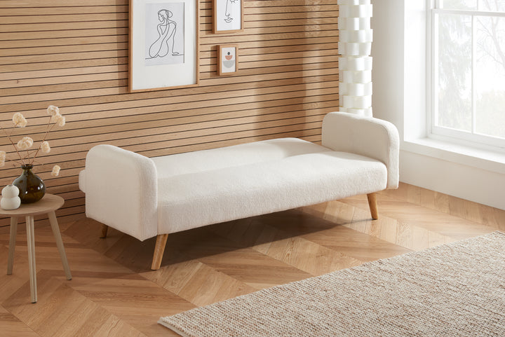 Micah Sofa Bed in Teddy Bear Fabric Comfortable for Guests