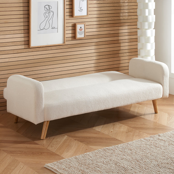 Micah Sofa Bed in Teddy Bear Fabric Comfortable for Guests