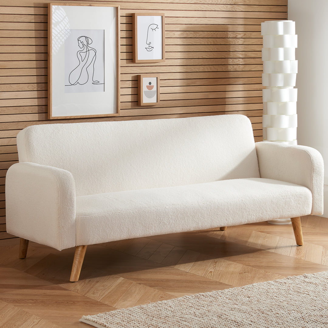 Micah Sofa Bed in Teddy Bear Fabric Comfortable for Guests