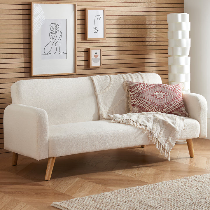 Micah Sofa Bed in Teddy Bear Fabric Comfortable for Guests