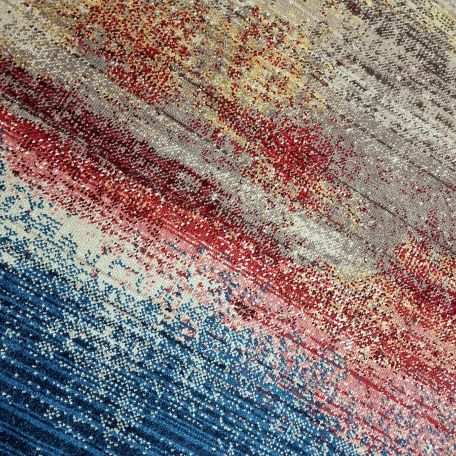 Multi-Coloured Abstract Distressed Rug Oil Painting