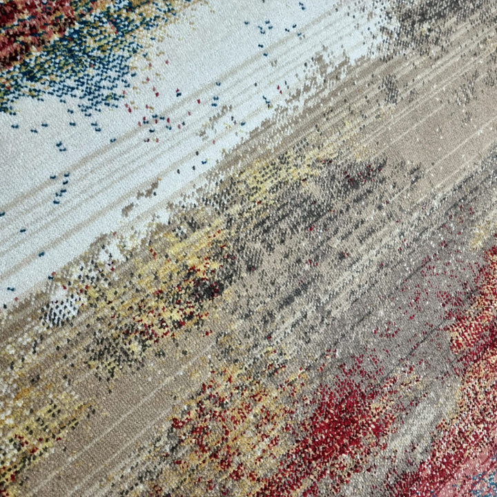 Multi-Coloured Abstract Distressed Rug Oil Painting