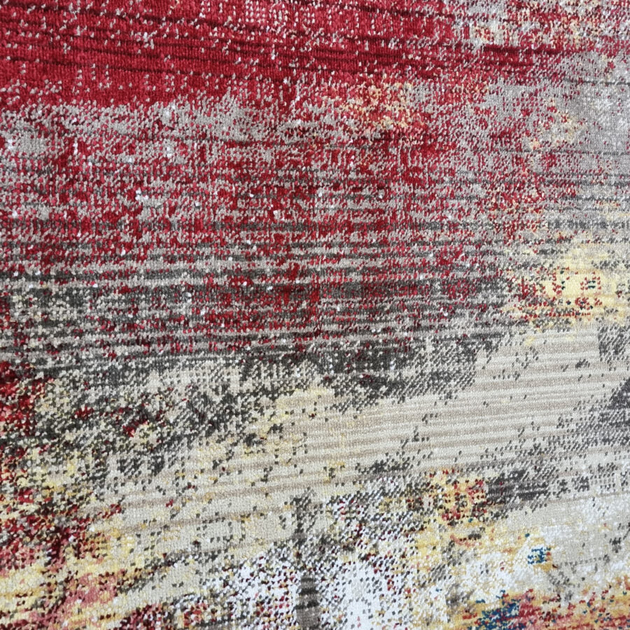 Multi-Coloured Abstract Distressed Rug Oil Painting