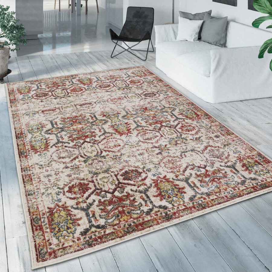 Distressed Vintage Oriental Rug Carpet Large Soft Multicolour Design