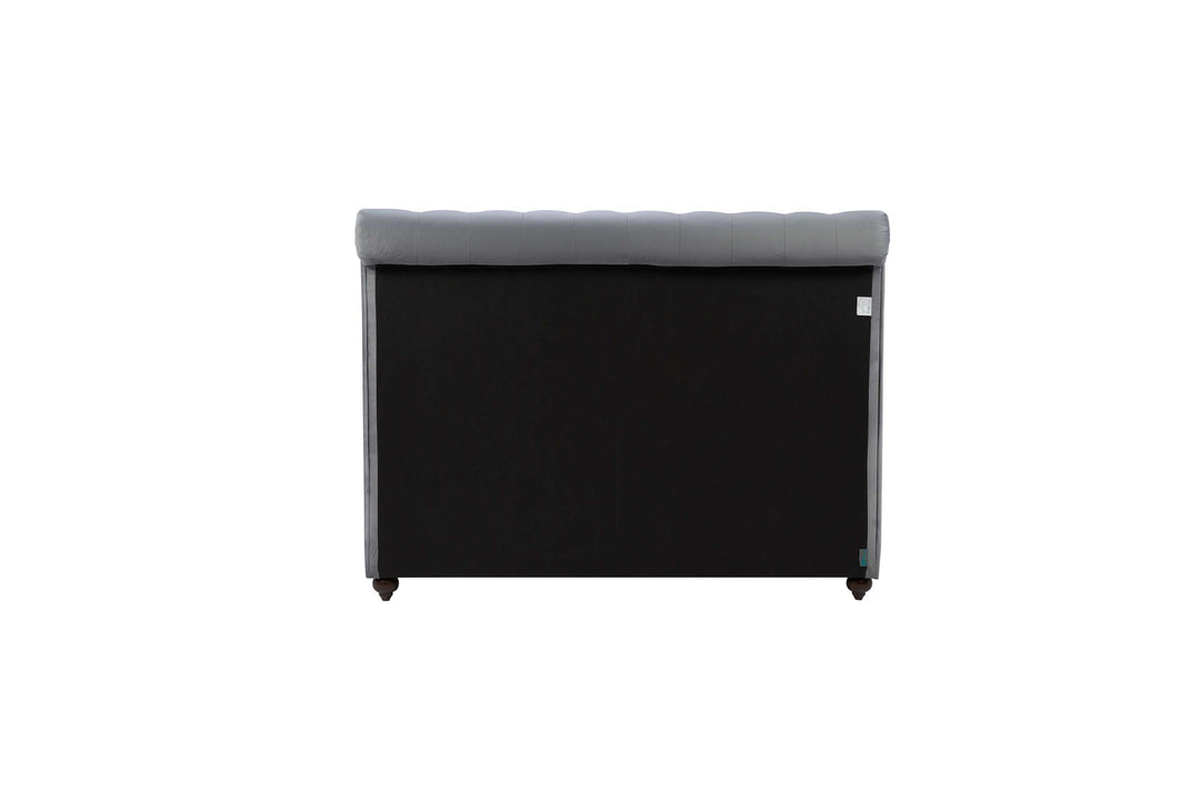 Elegant Grey Velvet Storage Bed Frame with Deep Tufted Headboard
